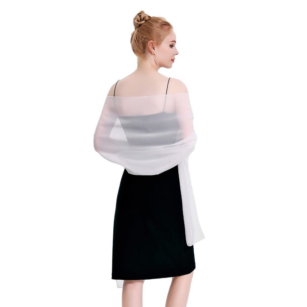 Womens Chiffon Shawls Wraps White